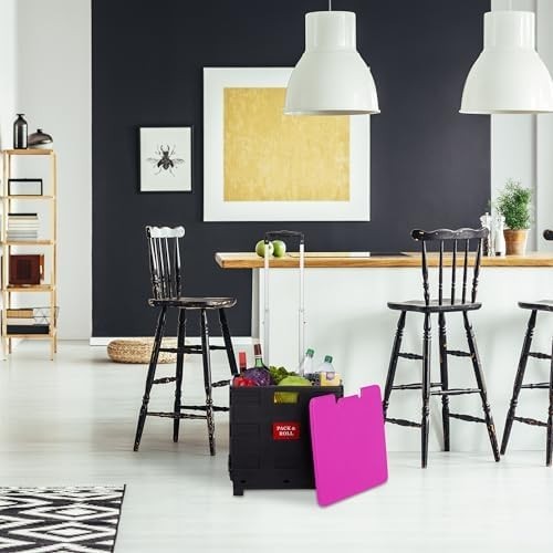 Blue/Black Foldable 50L Shopping Trolley – Telescopic Handle & Lid