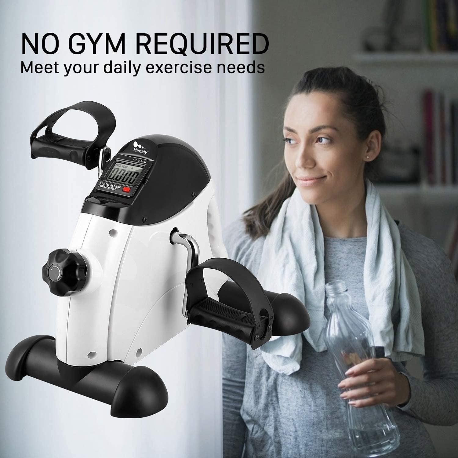 Mini Under Desk Pedal Exerciser LCD Adjustable Resistance Arm Leg Bike