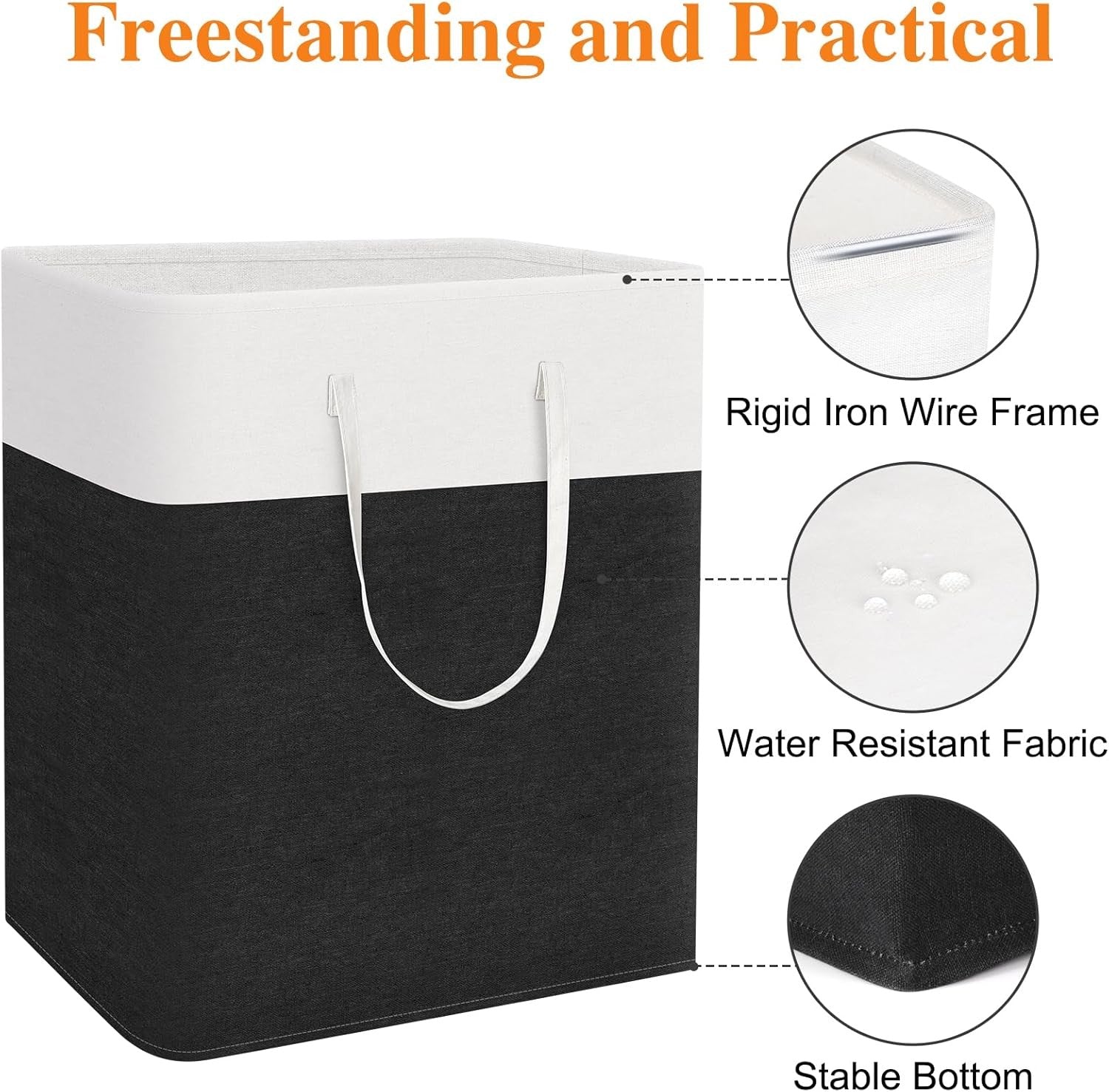 100L Large Laundry Hamper with Handles Foldable Clothes Storage Basket Grey