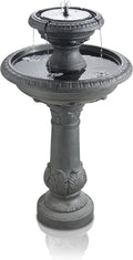 84cm Solar Bird Bath Fountain | Double Tier Water Feature with LED Lights