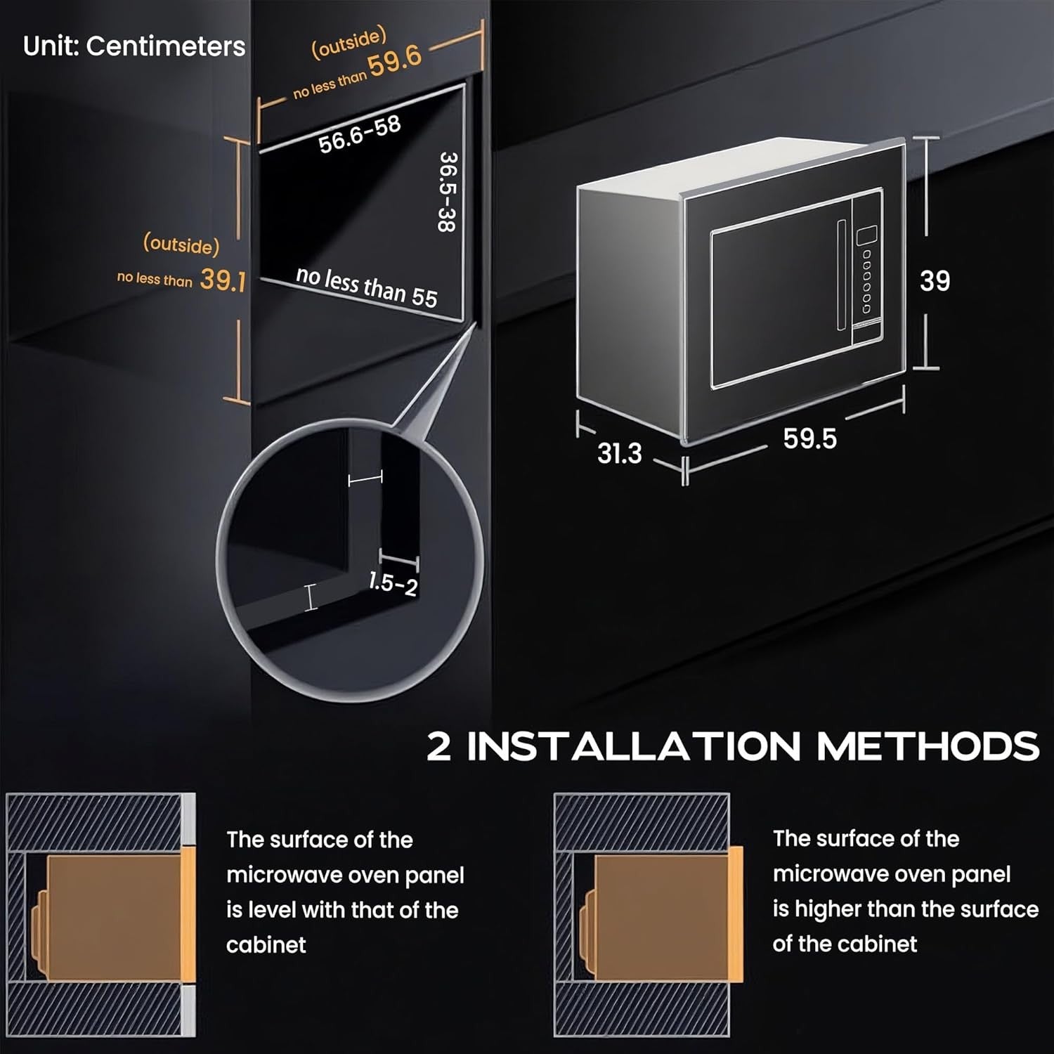 20L Built In Microwave Grill 800W Digital Touch Steel