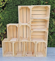 10-Piece Natural Wood Storage Crates Organizer 30x20x15cm Durable