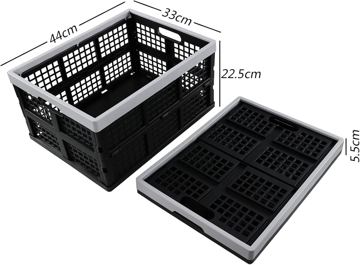 4 Pack 30L Foldable Storage Crates Collapsible Plastic Boxes
