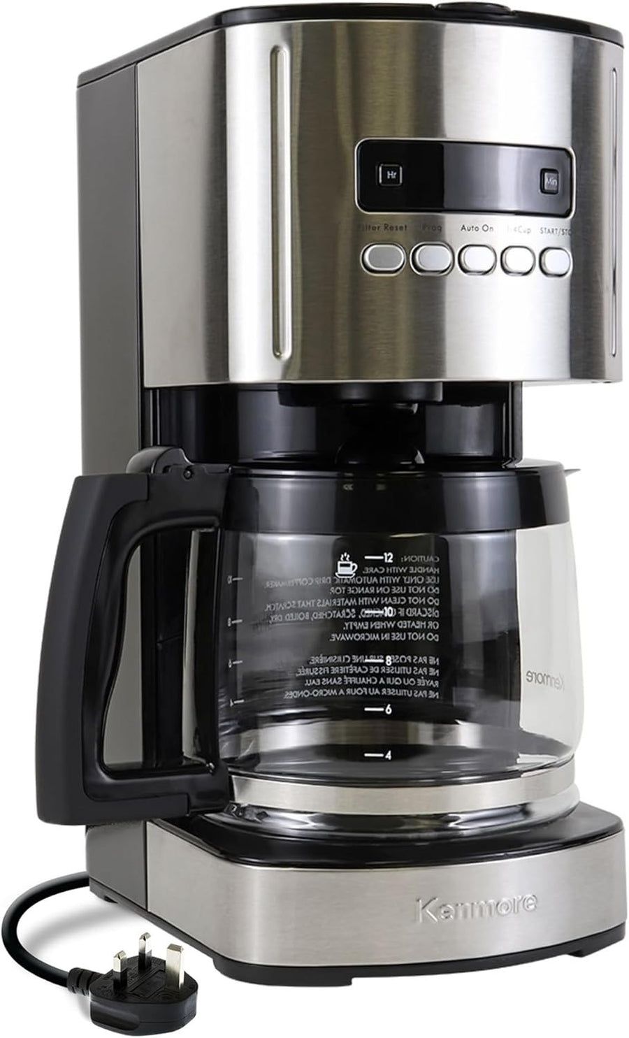 12-Cup Filter Coffee Machine 1.8L Digital Timer Auto Shut-Off Stainless