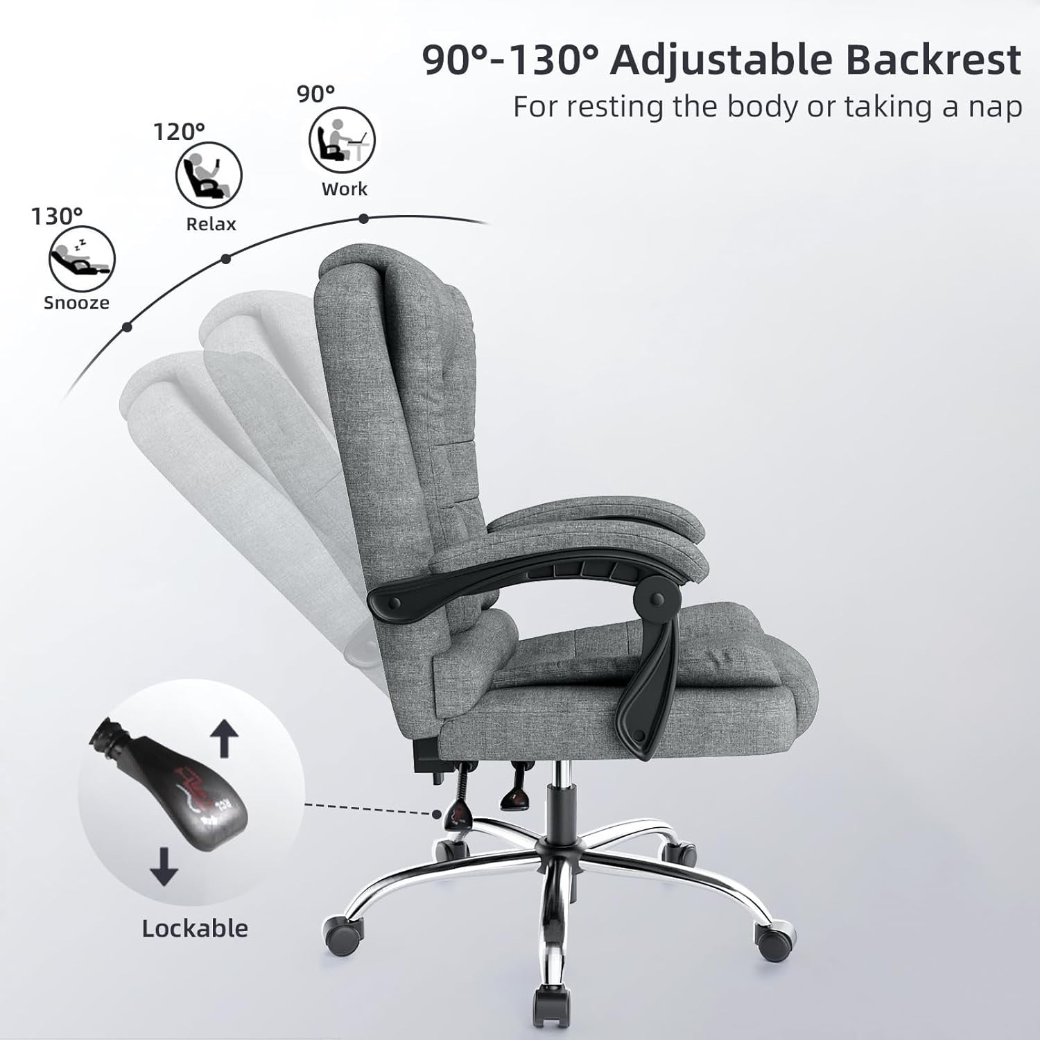 Ergonomic Office Chair Mesh High Back Desk Seat Adjustable Height Swivel Dark Gr
