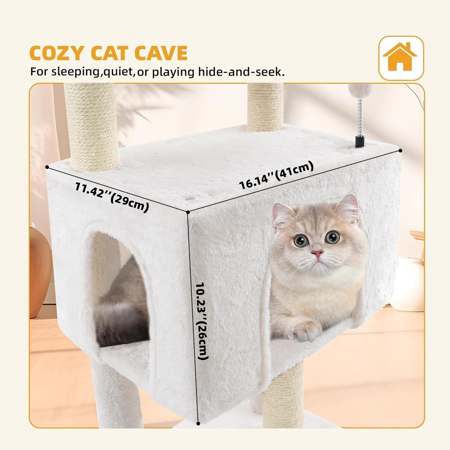 110cm Cat Tree Tower with Condo Hammock Sisal Scratching Posts Indoor