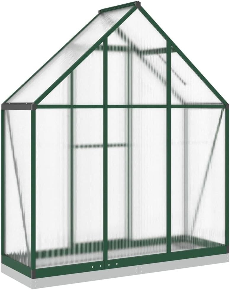 Aluminium Walk-In Greenhouse 169x58x202cm Green Polycarbonate with Base
