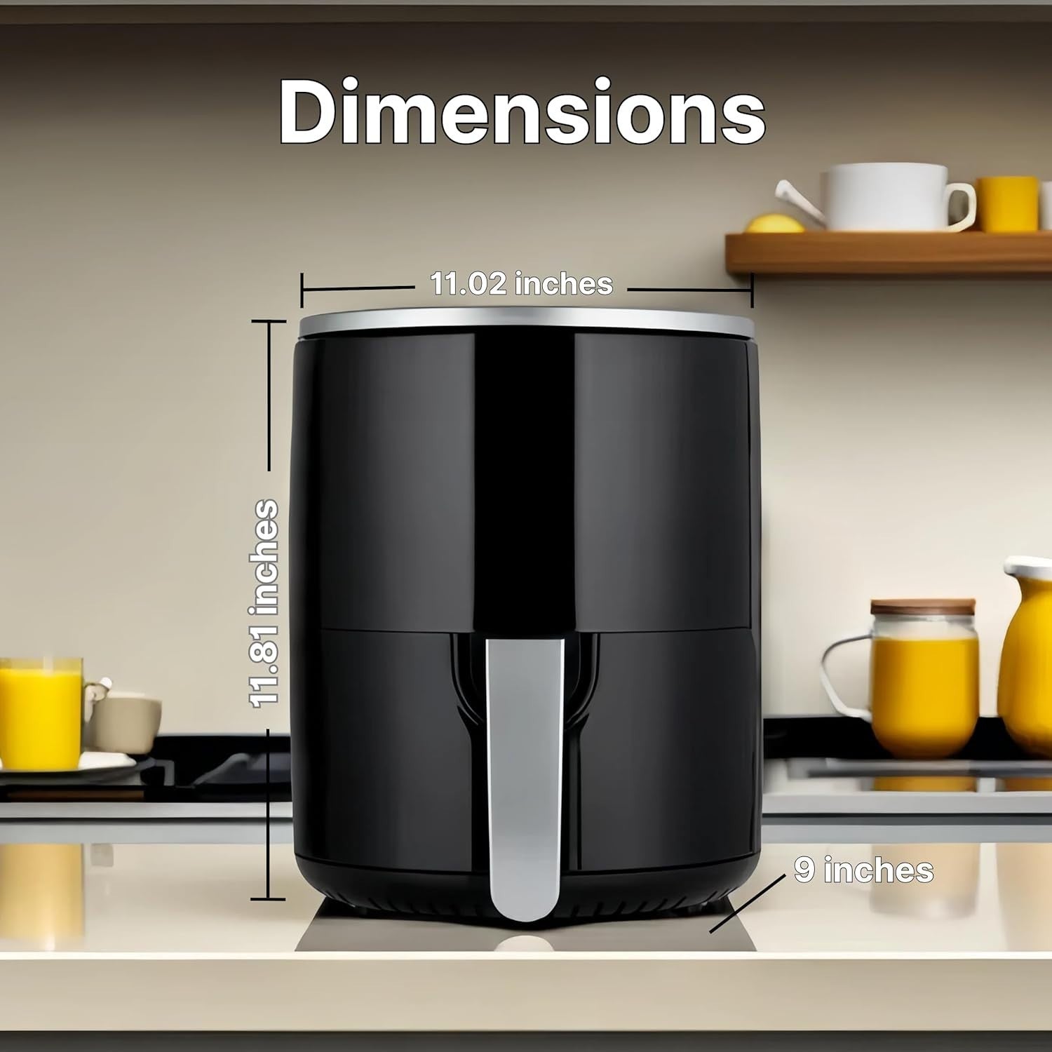 3.2L Compact Air Fryer Touchscreen Non-Stick Basket 6 Presets Energy Efficient