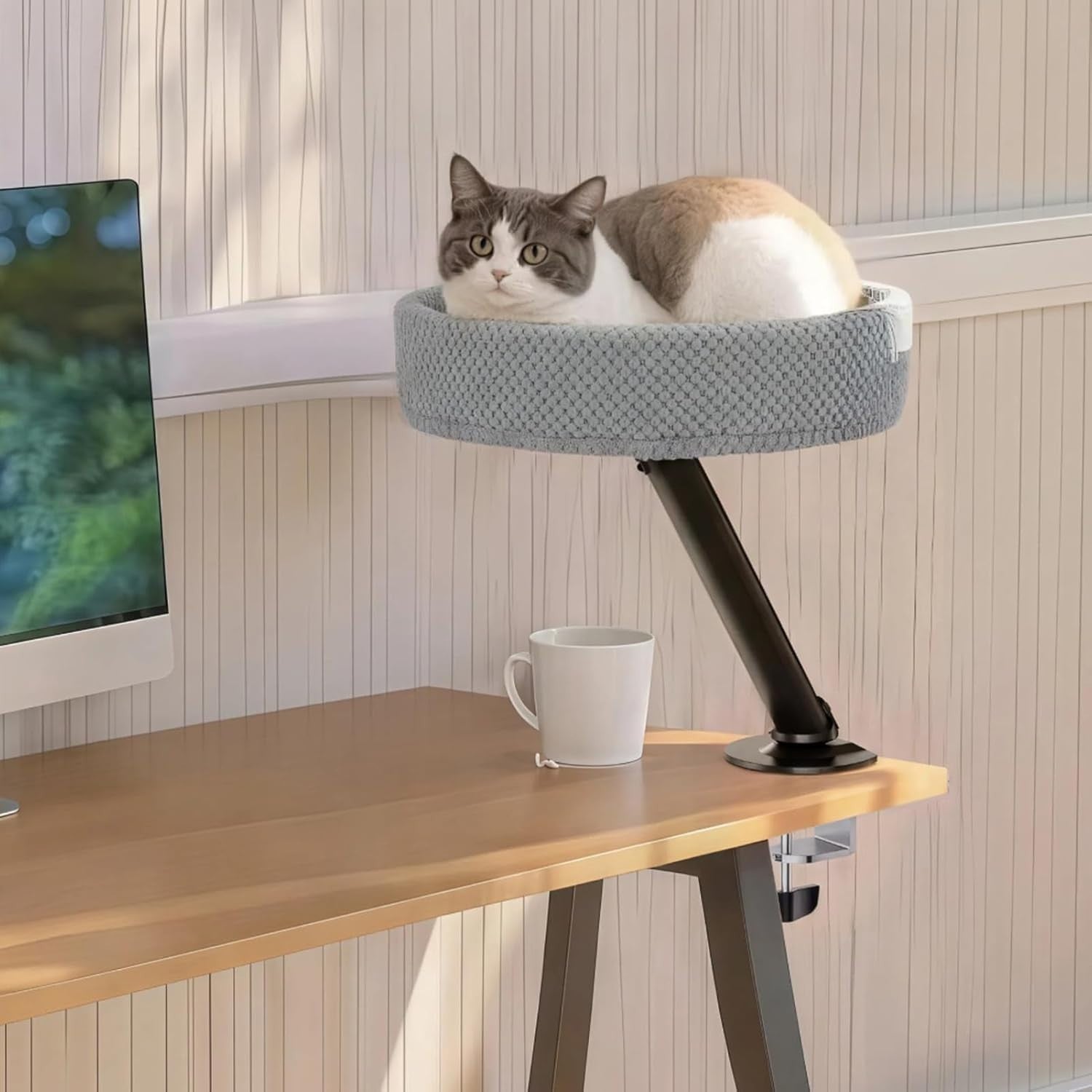 Portable Cat Desk Bed Mountable Kitty Hammock Indoor Outdoor Nest