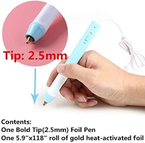 USB Heat Foil Pen Gold Foil Roll Set 2.5mm Tip for Card Making Crafts