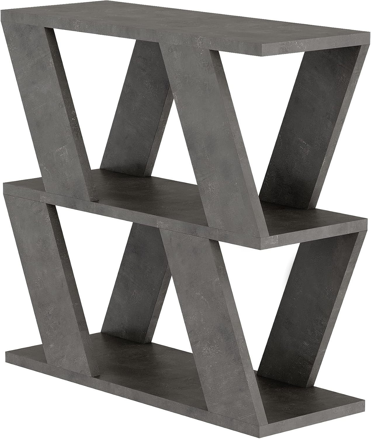 Slim 2 Tier Narrow Side Table with Storage | Grey Modern End Table 60cm