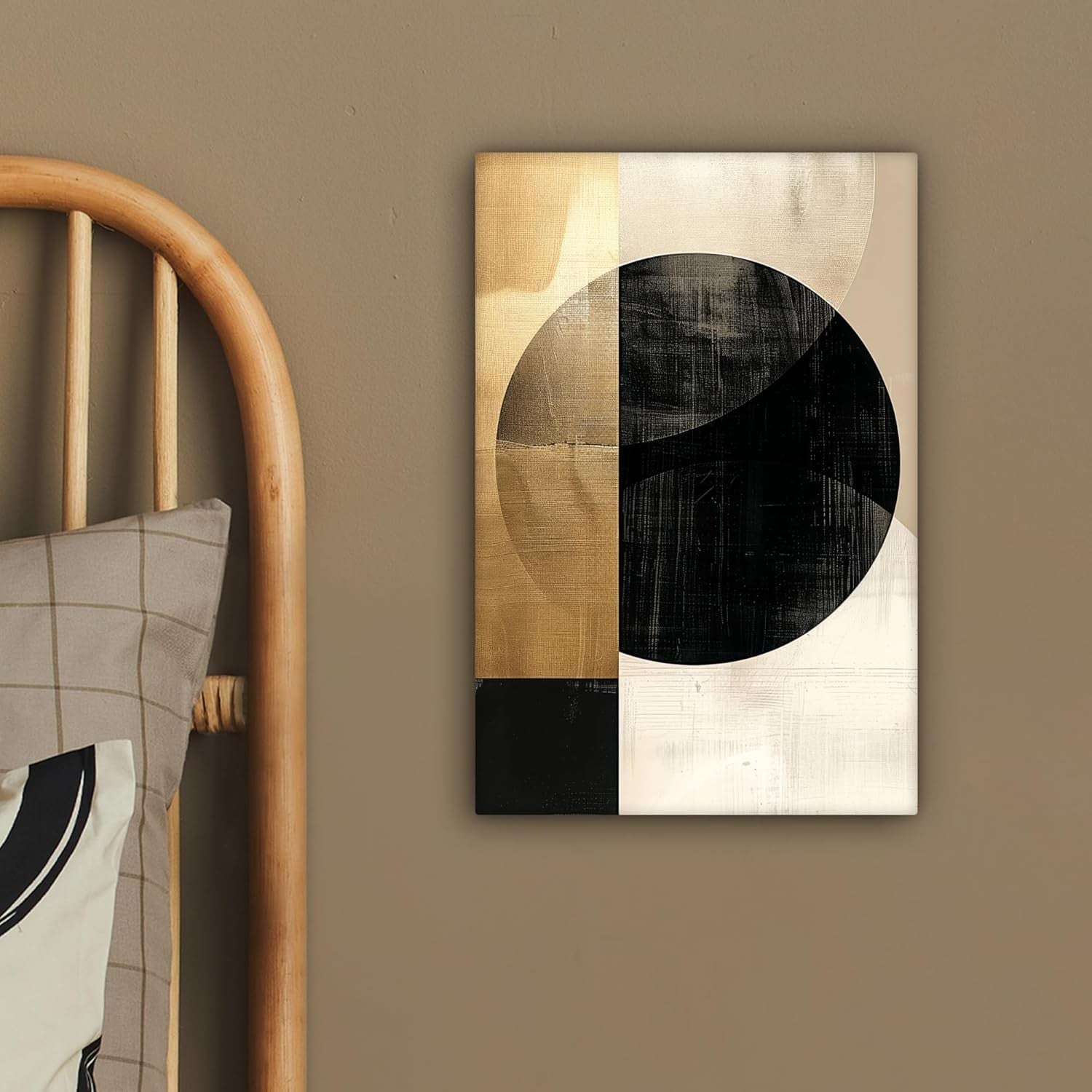 Abstract Gold Black Canvas Wall Art 20x30cm Modern Framed Print