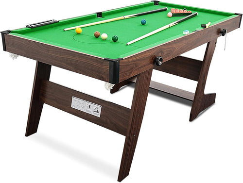 6FT Folding Pool Table Snooker Set Space Saving Home Billiards w Cues