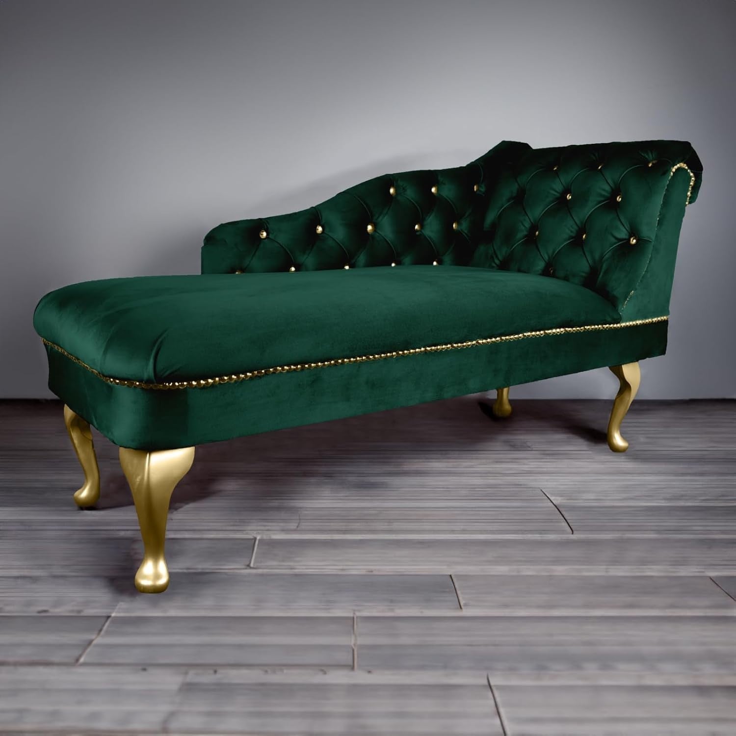 Velvet Chaise Lounge Sofa Tufted Right Hand Chair Jasper Bedroom Living