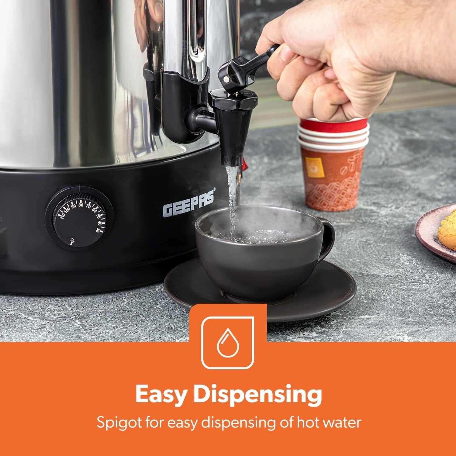 Electric Catering Urn Hot Water Boiler 30L Stainless Steel Keep Warm