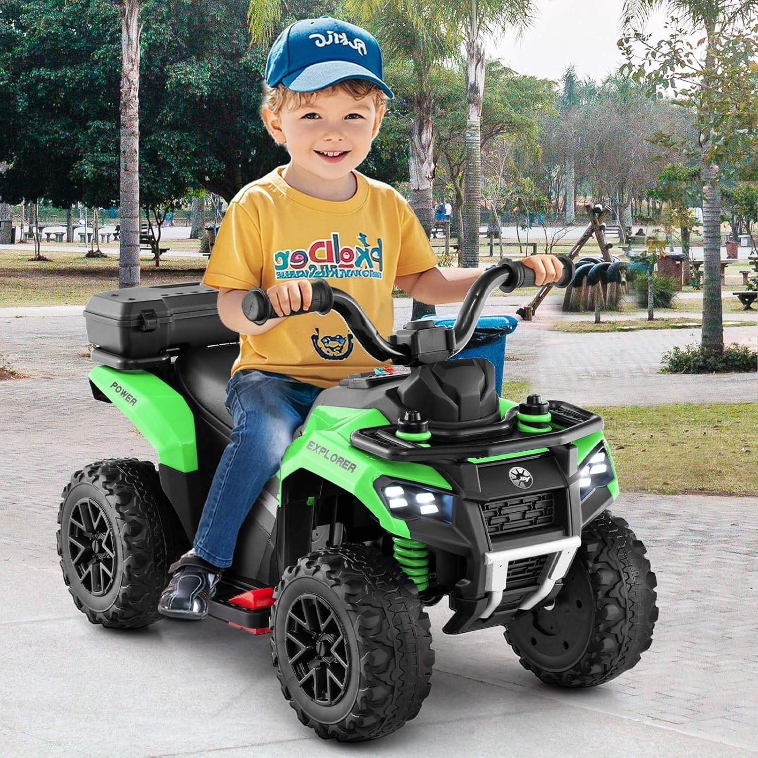 Kids Electric Quad Bike 6V Ride On ATV LED Lights Music Green 20kg