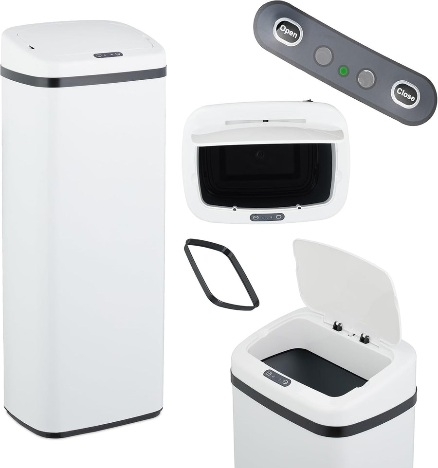 50L Touchless Kitchen Bin Sensor Automatic Electric Lid White