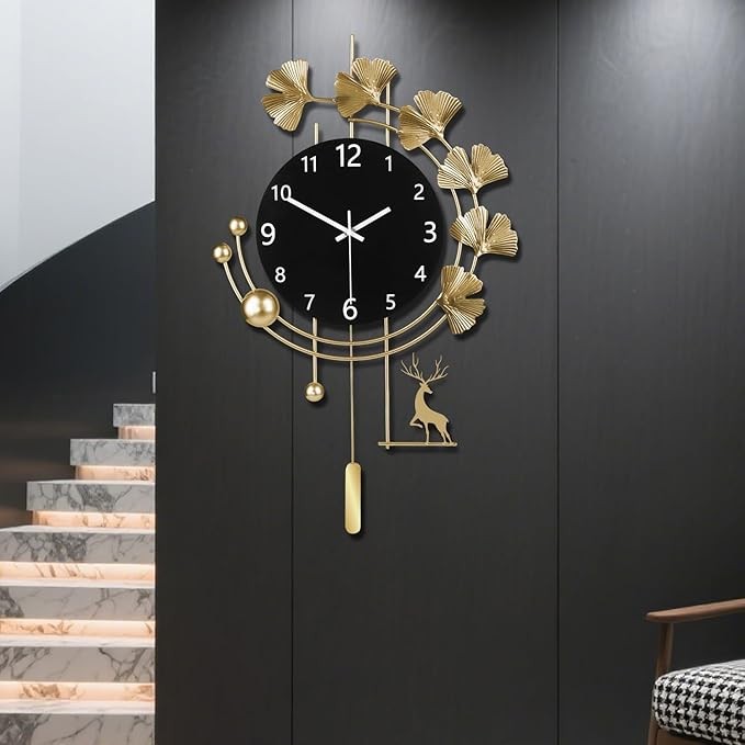 Large Modern Gold Wall Clock 40x60cm Silent Luxury Decor Oversized Living Room