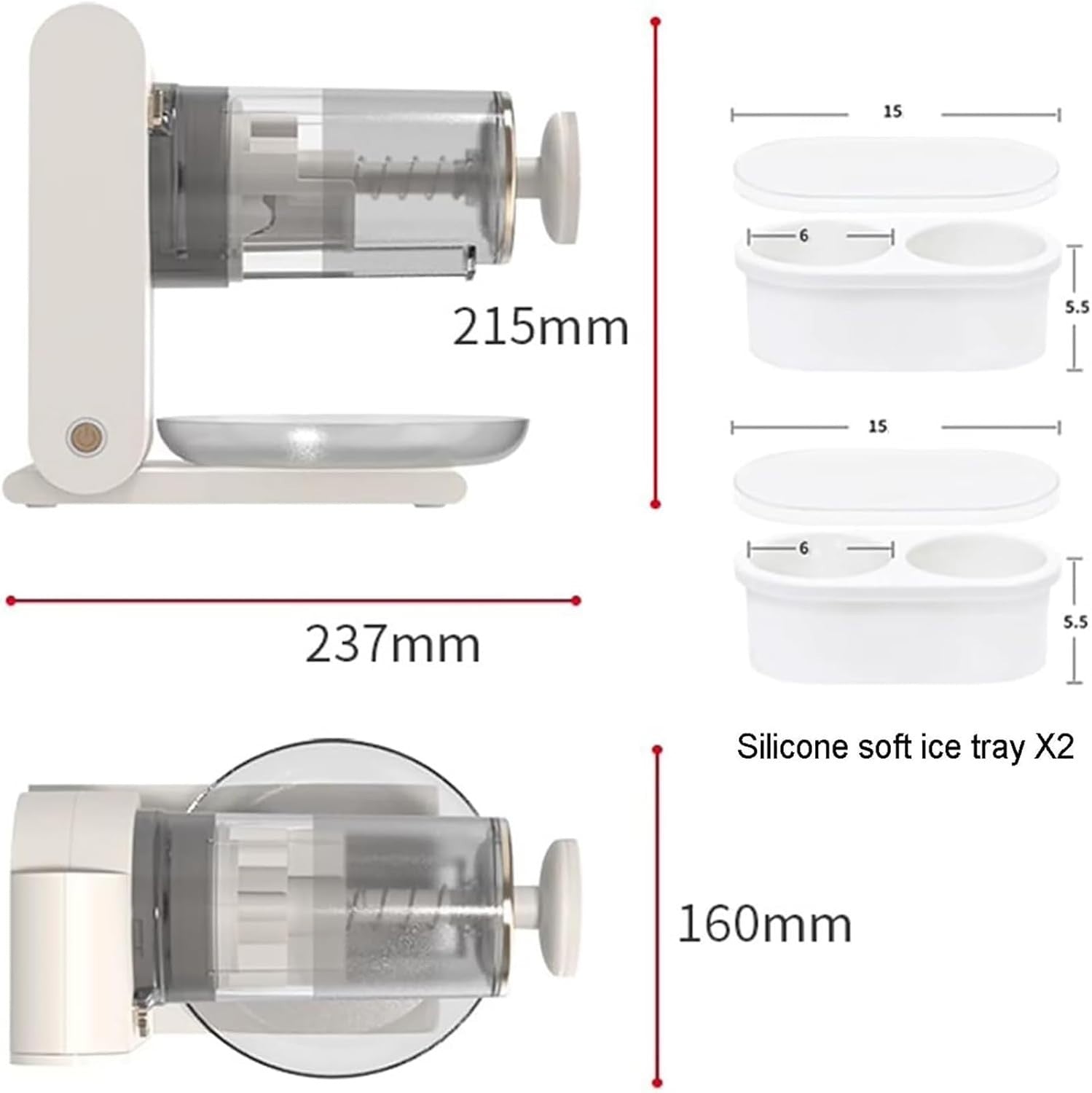 Electric Ice Shaver Slush Maker USB Rechargeable Frozen Fruit Ice Crusher