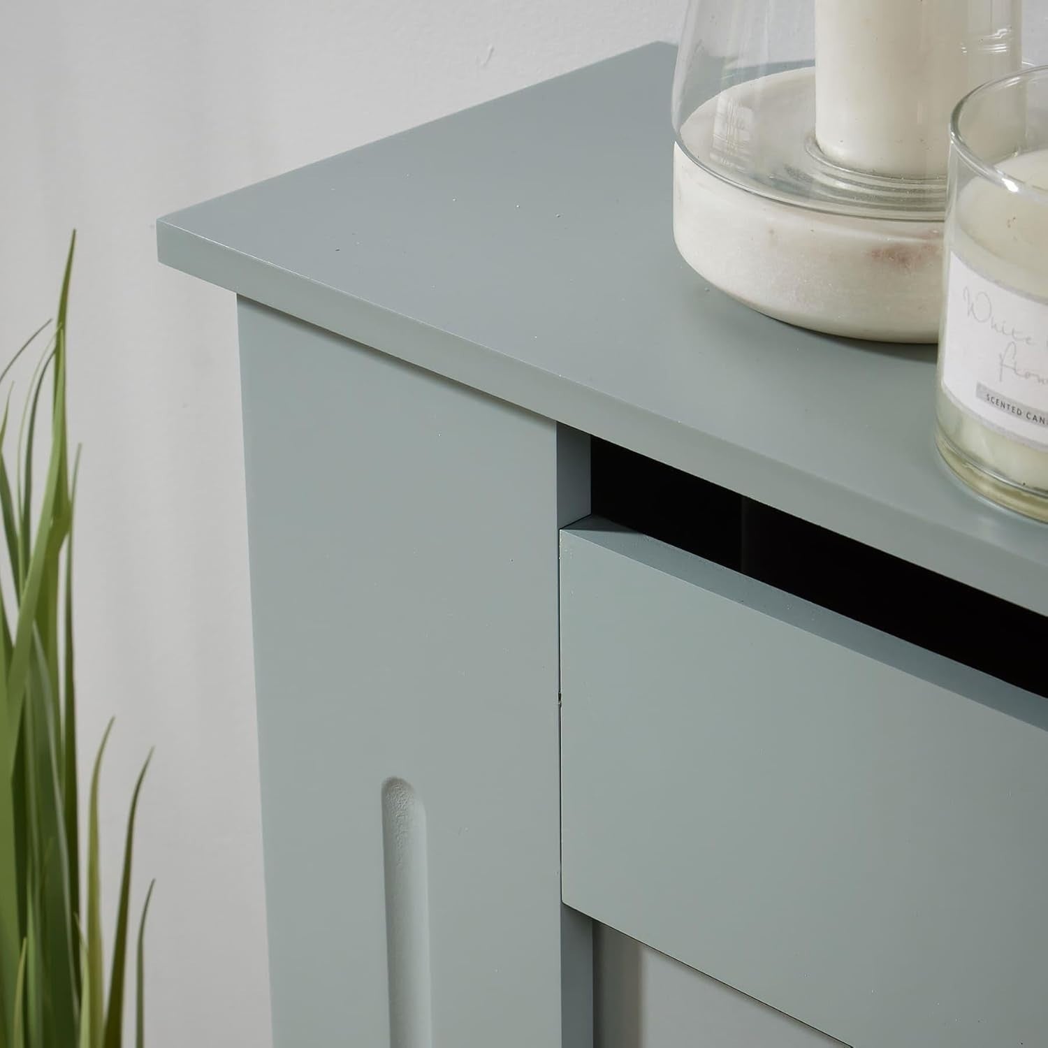 Grey Radiator Cover Wooden Slatted Grill Cabinet Shelf 112x19x82cm Medium