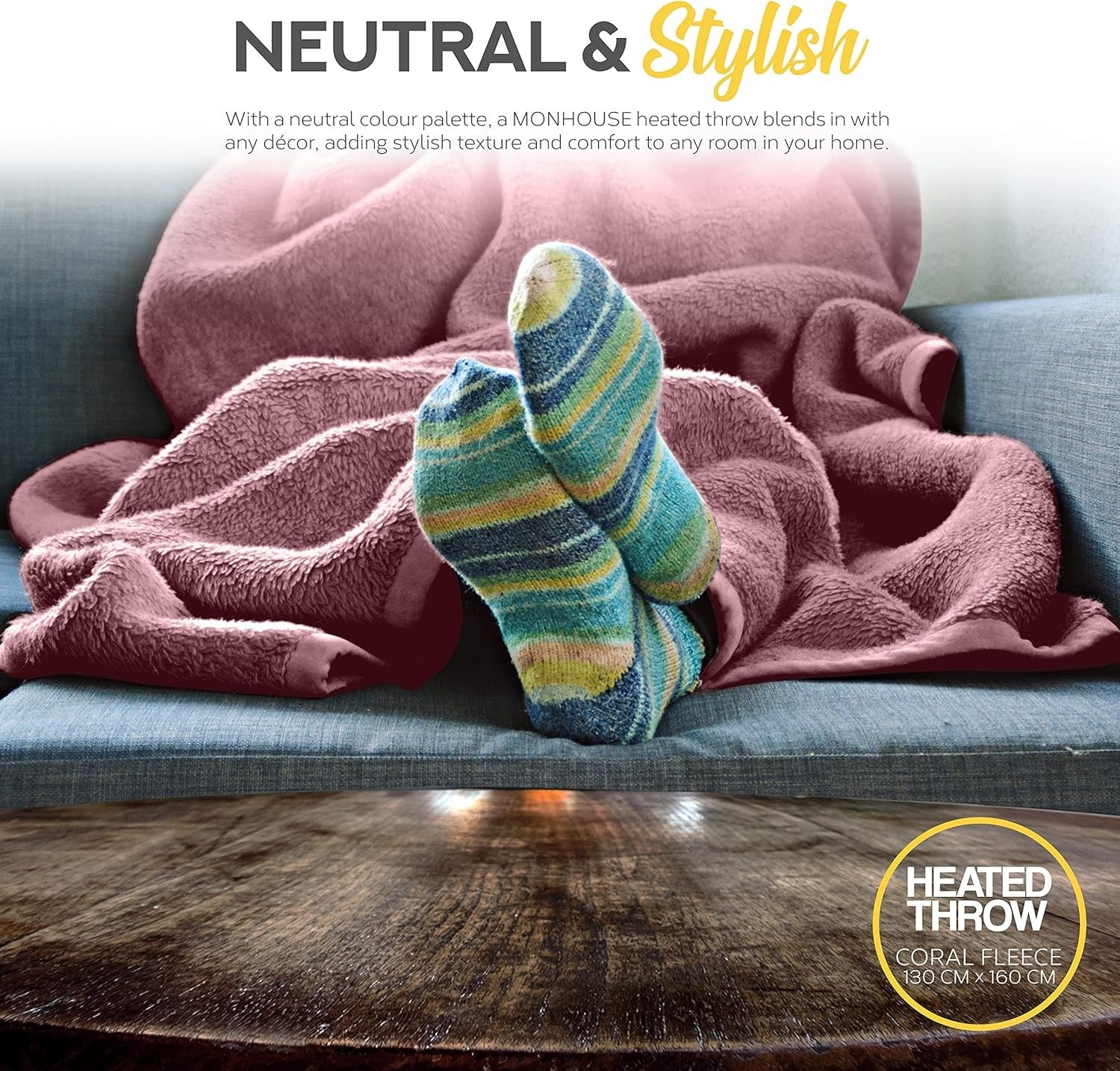 Electric Heated Throw Blanket 130x160cm 9 Heat Levels Timer Washable Pink