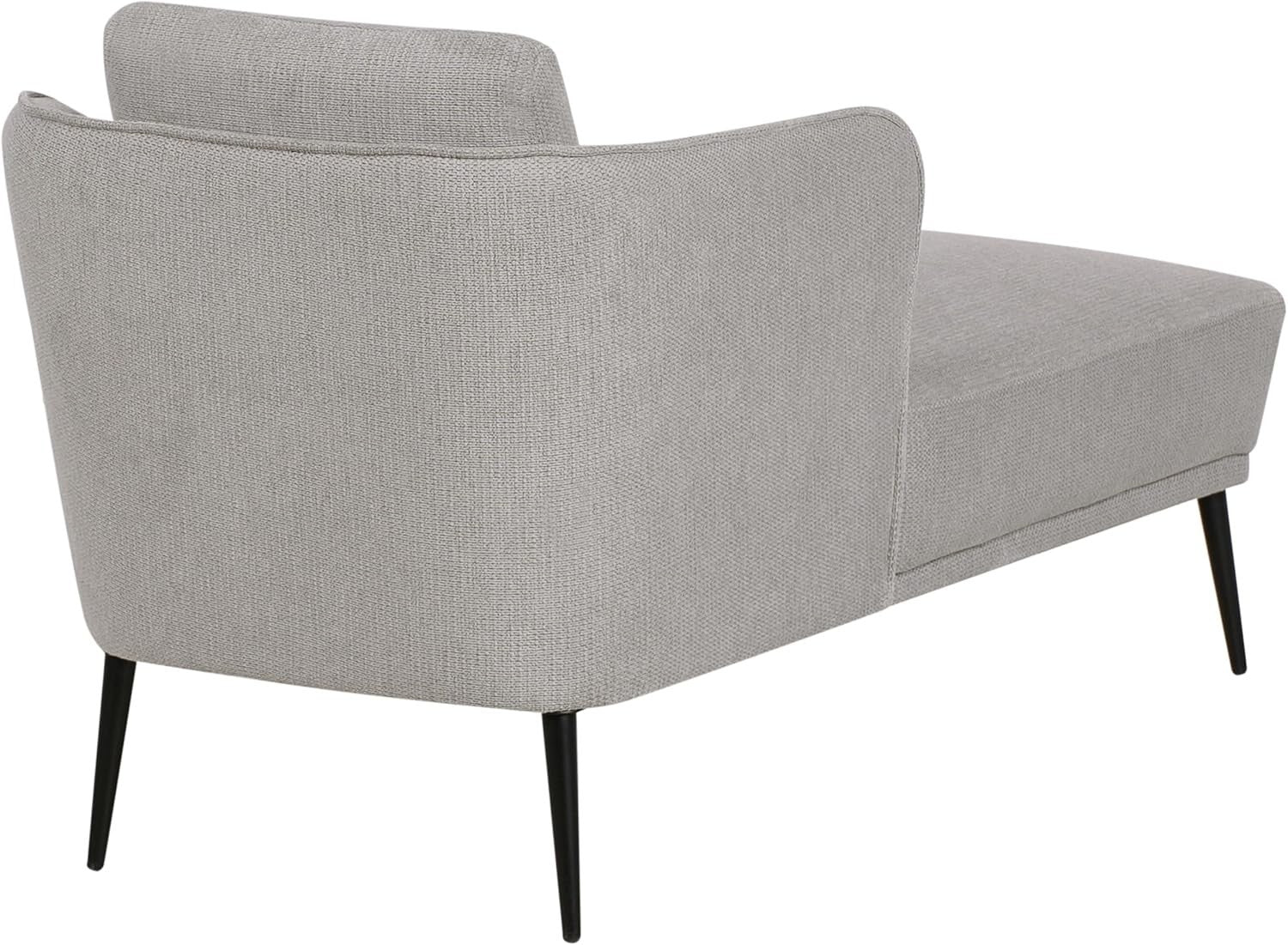 Retro Style Grey Polyester Chaise Lounge with Cushion & Metal Legs