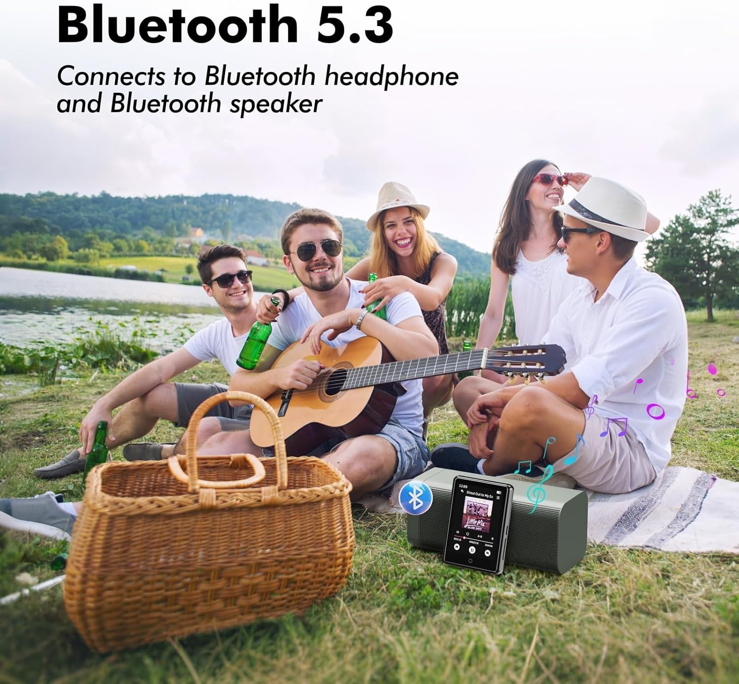 Bluetooth 5.3 64GB Touchscreen MP3 Player for Kids w/ Speaker & FM Radio