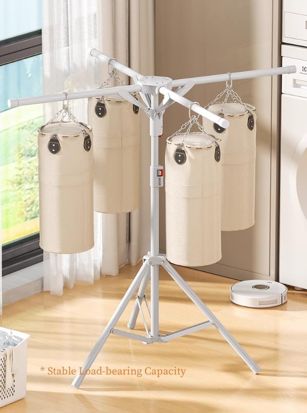 Adjustable Clothes Airer Tripod Drying Rack Indoor Outdoor Folding Stand