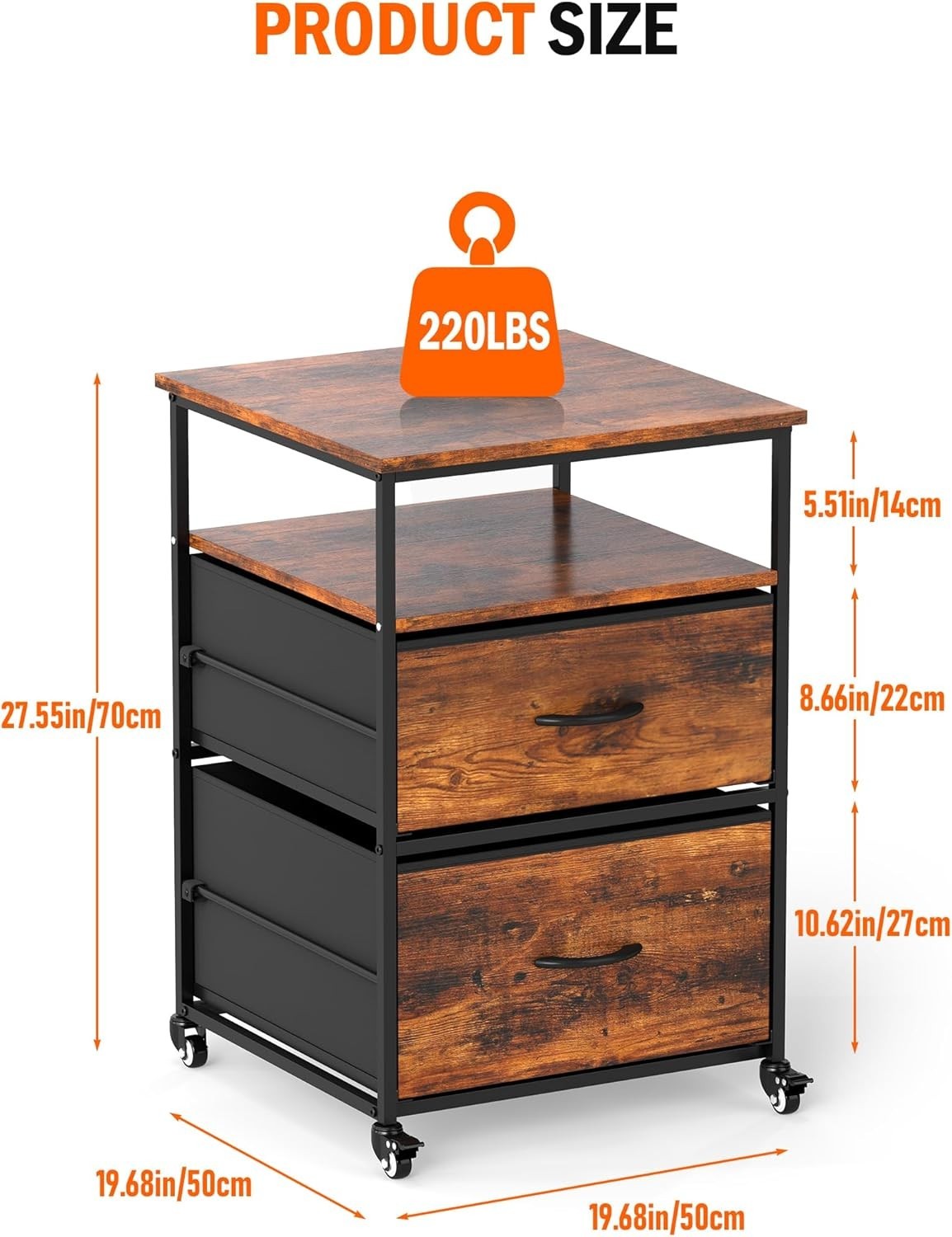 Vintage Brown Mini Fridge Stand 167kg Storage Cart