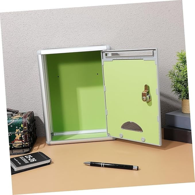 Locking Wall Suggestion Box Grey Aluminium – Secure, Waterproof, Lightweight
