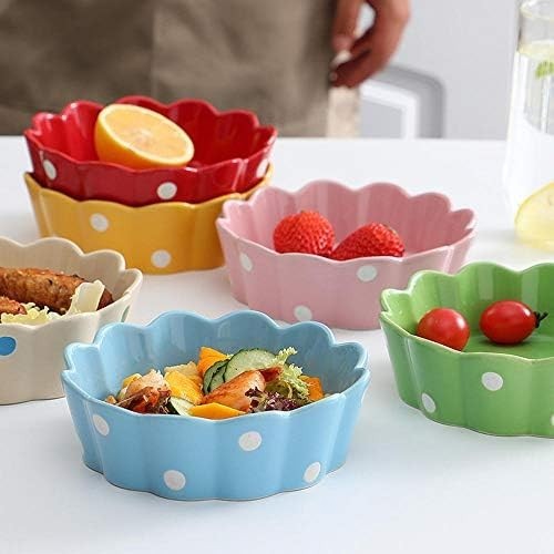 Pink Ceramic Baking Bowls Set of 2 Oven Safe Polka Dot Rice Dessert Dishes