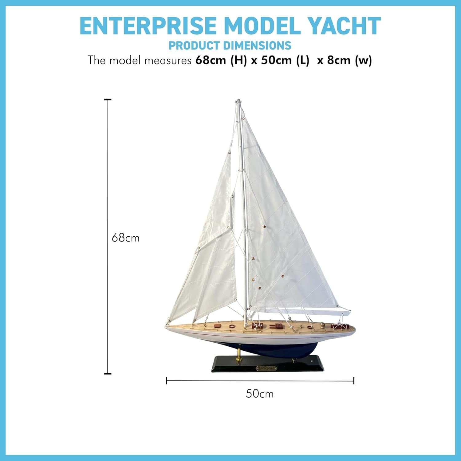 50cm Wooden Sailing Yacht Model | Nautical Decor | J Class Display Sailboat