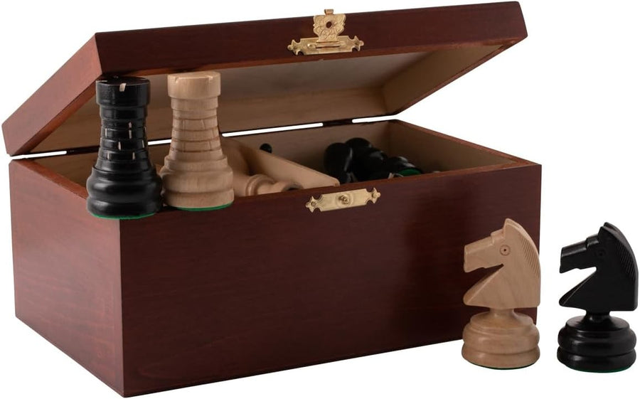 Staunton Tournament Wooden Chess Pieces Set with Storage Box | Weighted 100mm Ki