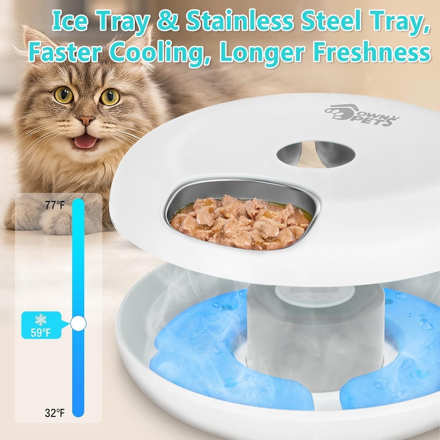 Automatic Wet Food Pet Feeder 6 Meal Timer Stainless Steel Ice Packs
