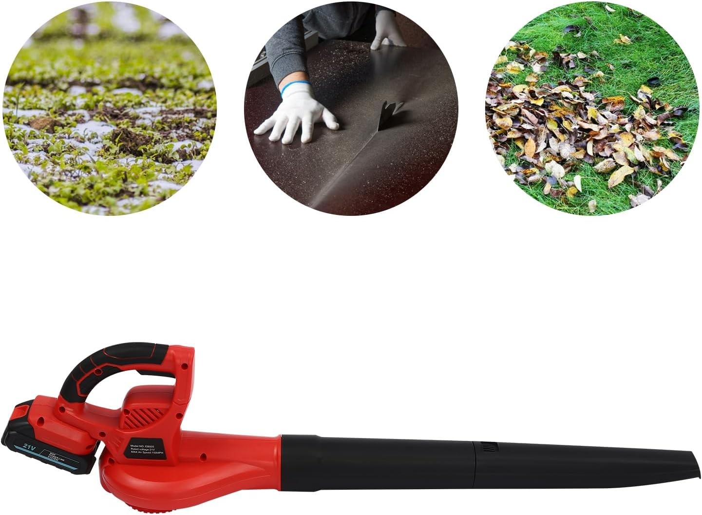 Cordless Leaf Blower 2 Batteries Lightweight Lithium Electric Garden Cleaner