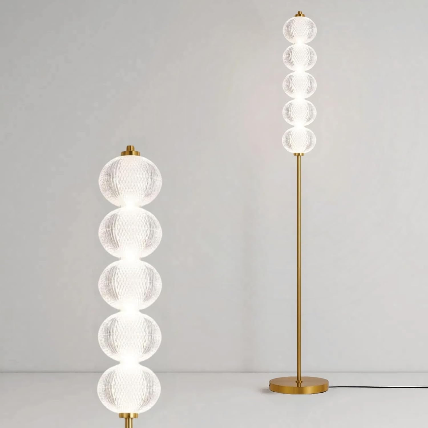 Gold LED Floor Lamp 2400LM Modern Standing Light 3 Color Dimmable