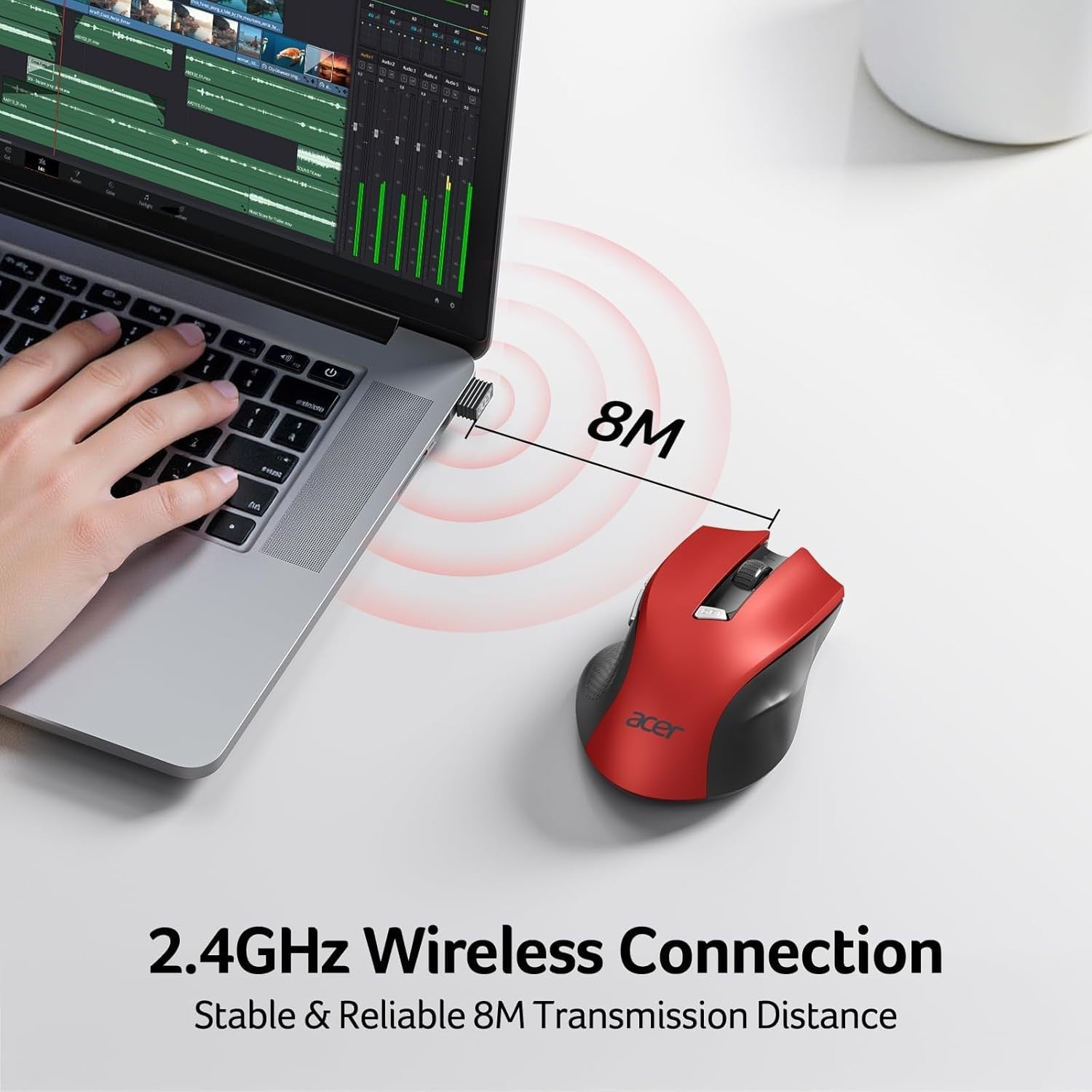 Silent Wireless Ergonomic Mouse 2.4GHz Adjustable DPI 6 Button Office Use