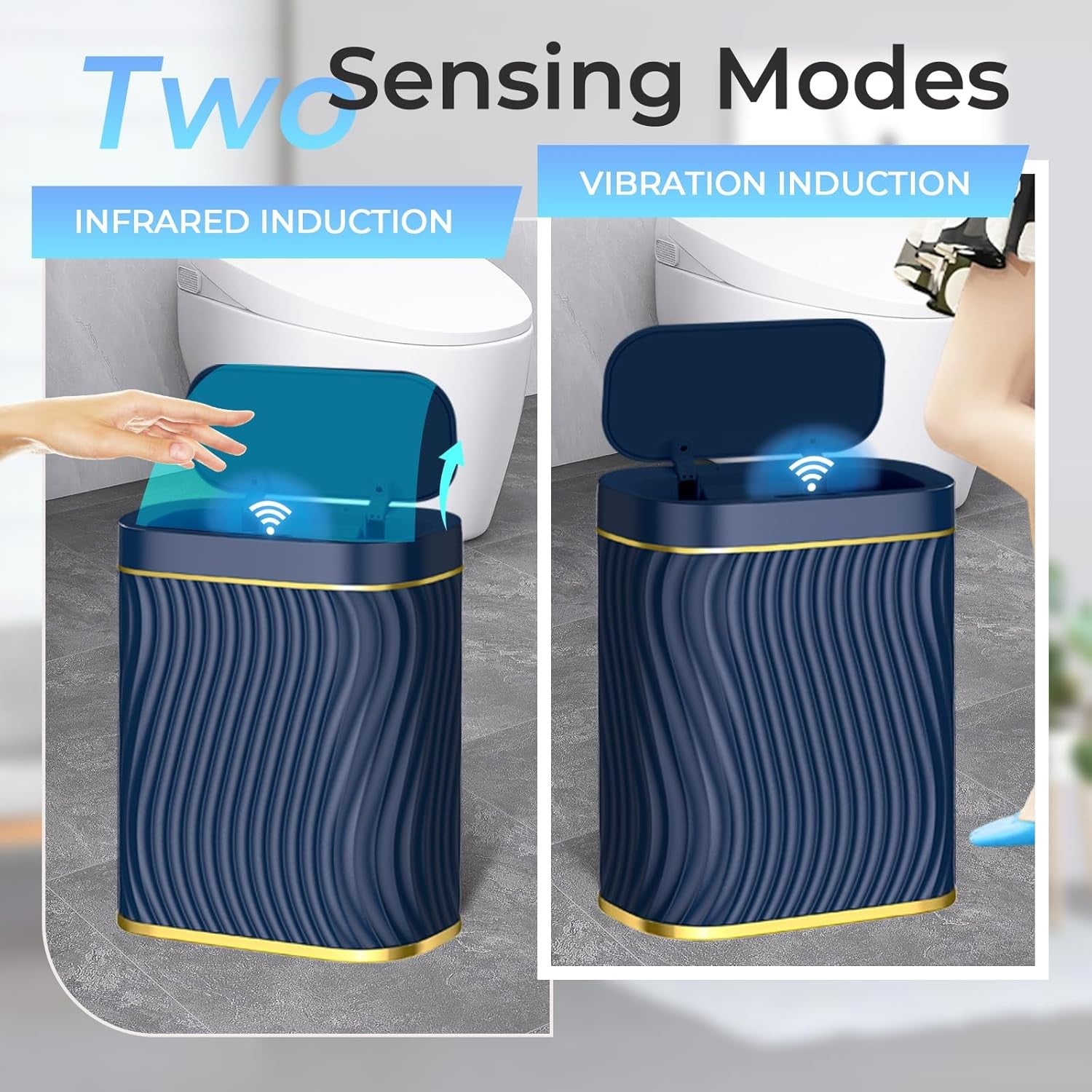 2.6 Gallon Touchless Bathroom Trash Can Slim Waterproof Smart Bin