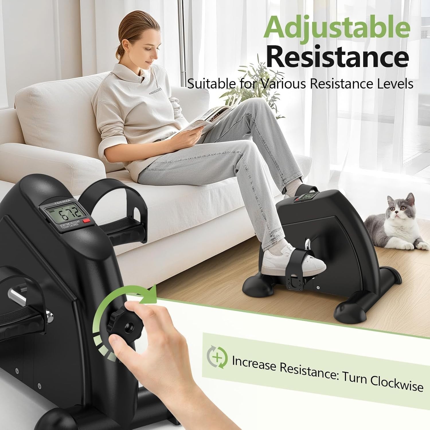 Seated Electric Pedal Exerciser Under Desk LCD Quiet Rehab Bike