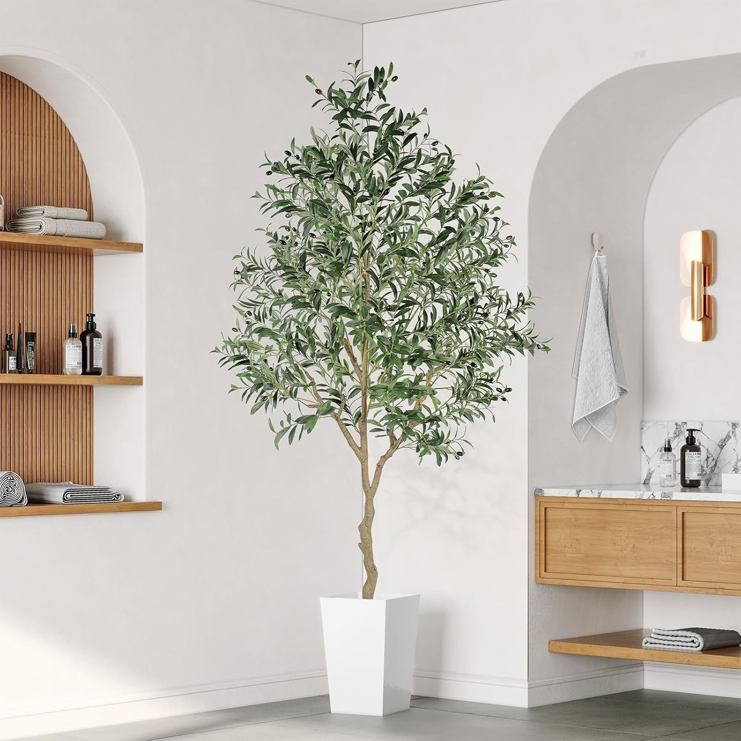7ft Artificial Olive Tree Tall Green Plant Realistic Leaves Indoor Home Decor