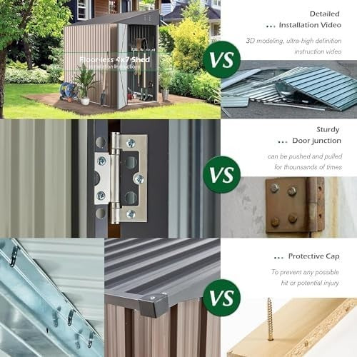Metal Garden Storage Shed 2.14x1.3m Lockable Outdoor Lean To Shed Waterproof