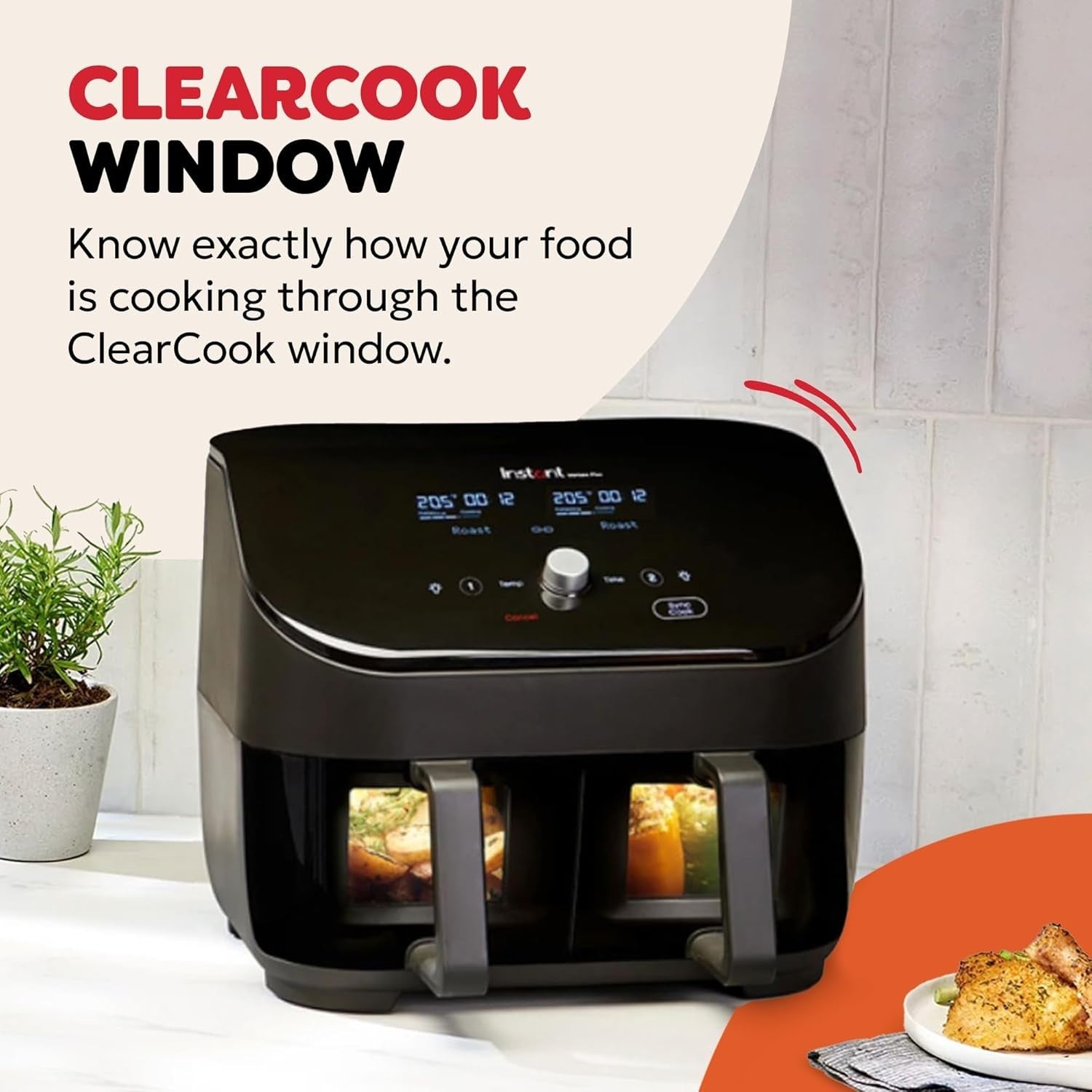7.6L Dual Air Fryer Twin Basket Window Rapid Cook 8-in-1 Grill Bake Reheat