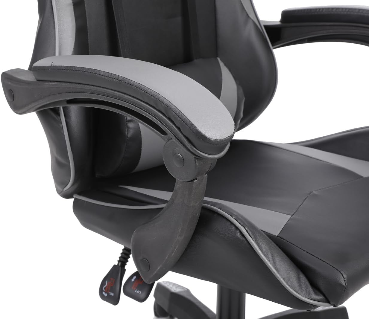 Ergonomic Gaming Chair Office Desk Chair 360° Swivel Faux Leather Grey