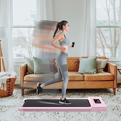 Under Desk Walking Pad 2.5HP Treadmill 12km/h Bluetooth Speaker Compact Pink