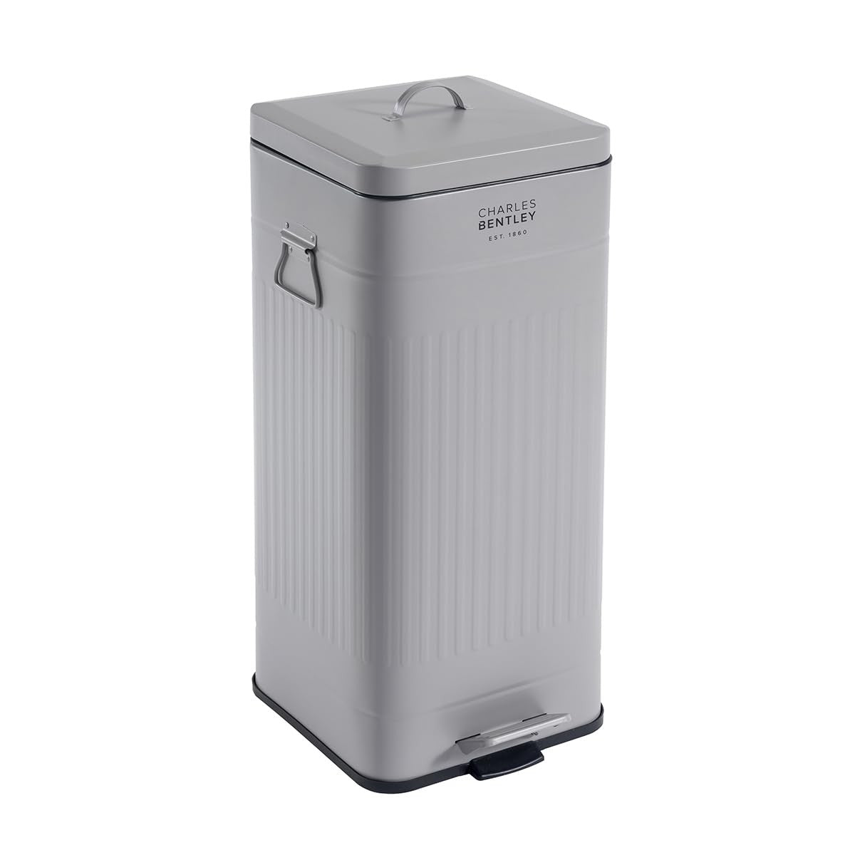 30L Retro Kitchen Pedal Bin Light Grey Steel Inner Bucket