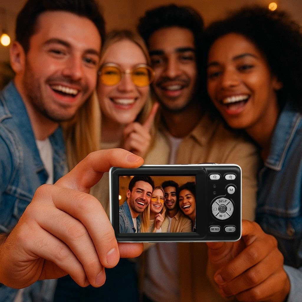 13MP Compact Digital Camera 18X Zoom Full HD Wide Angle White