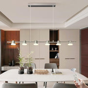 Modern 6-Light LED Pendant Chandelier Remote Dimmable 110CM Chrome Bar