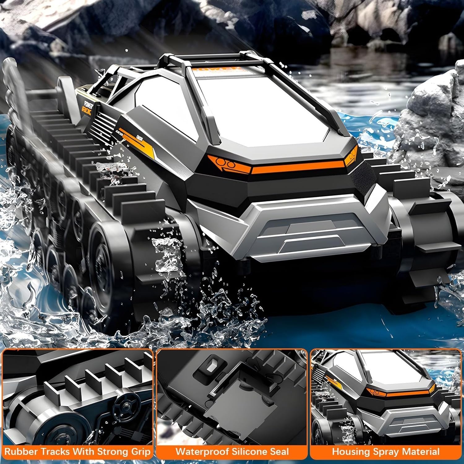 All-Terrain Amphibious RC Car – Remote Control Truck w/ Stunts & 2 Batteries
