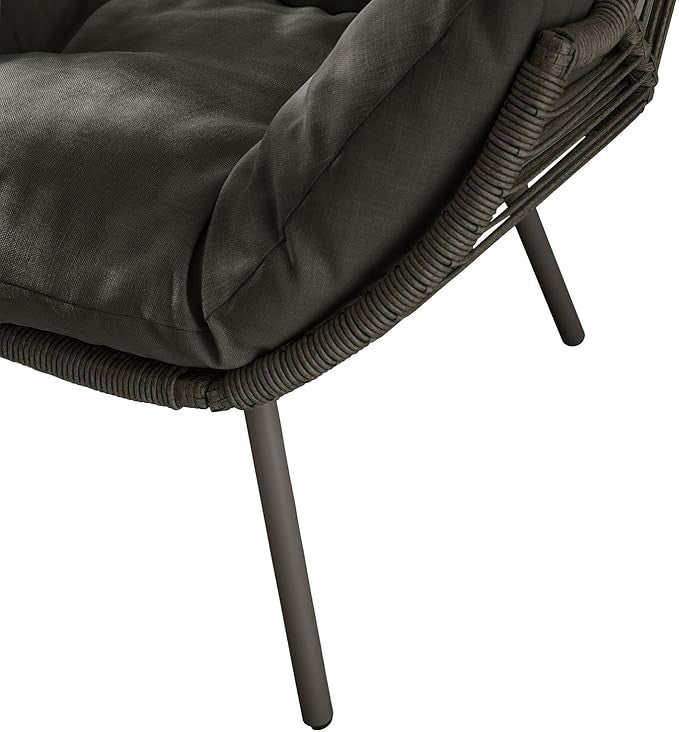 Grey Rattan Double Egg Chair 2 Seater Indoor Outdoor Patio Snug Seat w/ Cushions