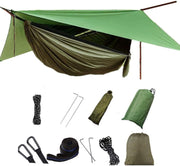 Camping Hammock with Rainfly Mosquito Net Waterproof Portable Outdoor Sleeping B
